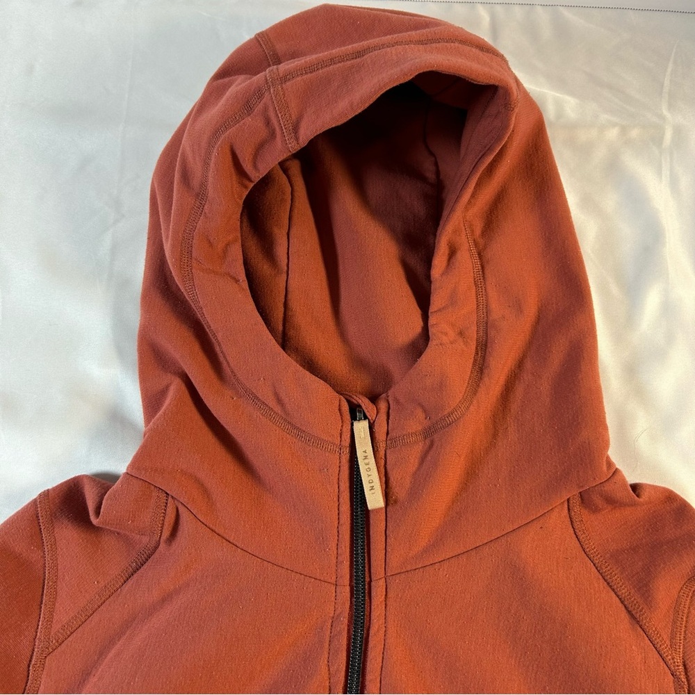 Indygena Women’s Long Sleeve, Hooded Rust Orange Hooded Fleece Sweatshirt,SizeM - Picture 11 of 16